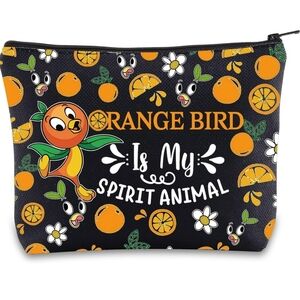New! Orange Bird Character Spirit Cosmetic Bag Pouch Black White Travel Vacation